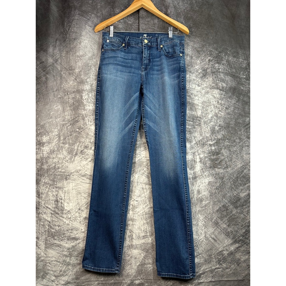7 For All Mankind Modern Straight Jeans Womens sz 29 Blue Mid Rise Stretch Denim